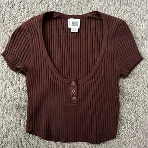 BDG Women's Chocolate Ribbed Crop Top